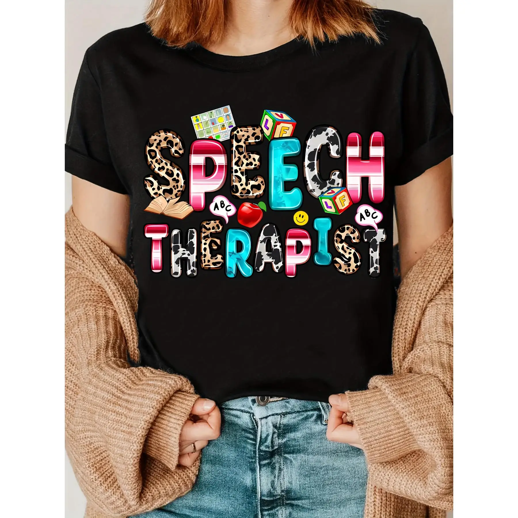 Occupational Therapy Alphabet Print T-Shirt, Speech Language Pathologist T-Shirt, Speech Therapy T-Shirt, Gift for Speech Therapist, Speech Therapist T-Shirt