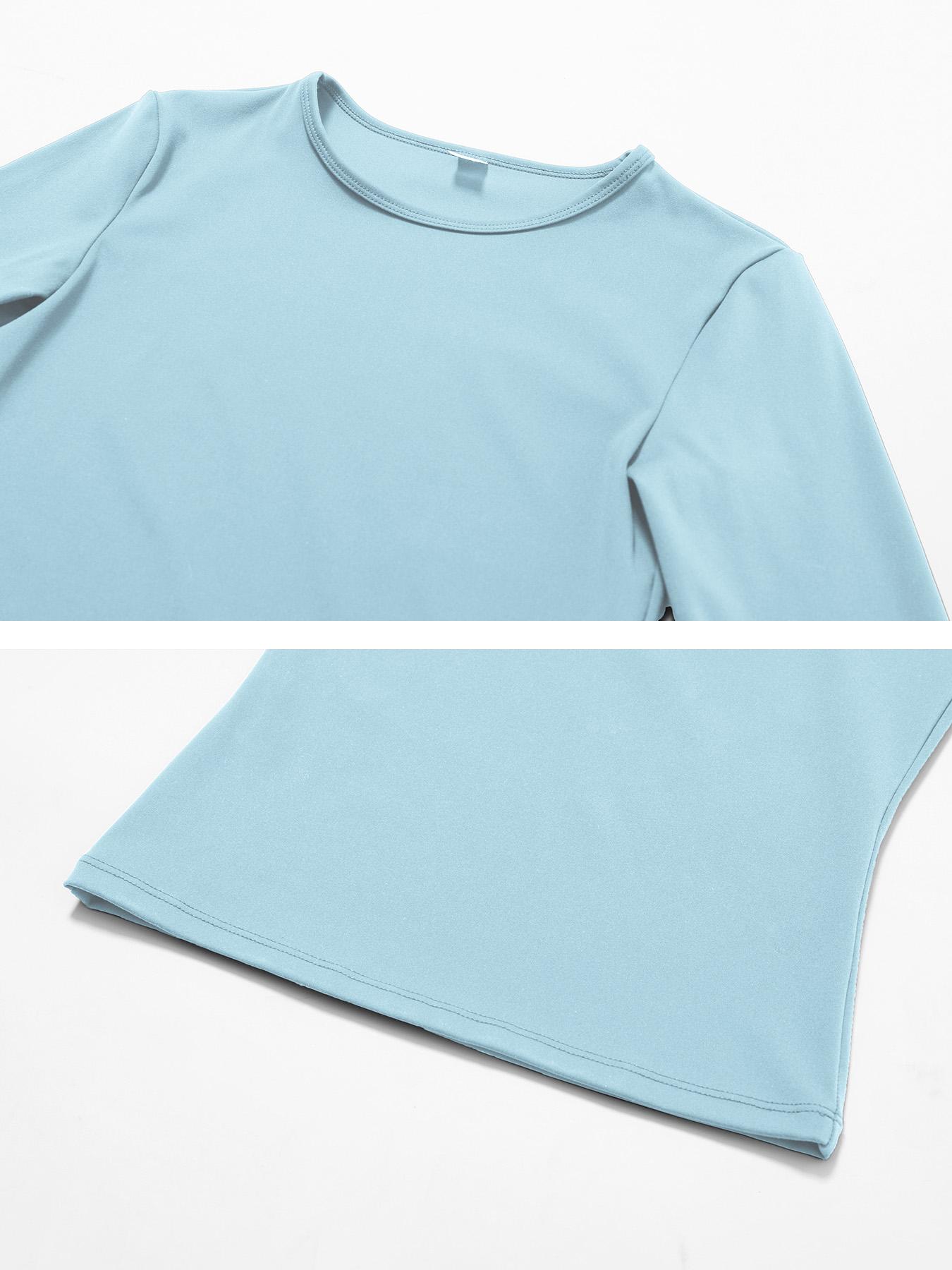 Women's Solid Long Sleeve Sports Tee, Sporty Round Neck T-shirt for Yoga Gym Workout Running, Ladies Sportswear for Spring & Fall, Gym Performance Top