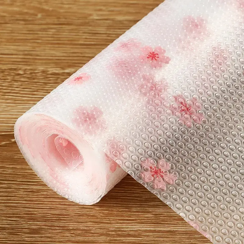 Eva Plastic Kitchen Cabinet Liner Roll, Non-Stick Waterproof Oil-Proof, Sakura Pattern Design, Easy Clean Durable Storage Pad (45 x 150cm)