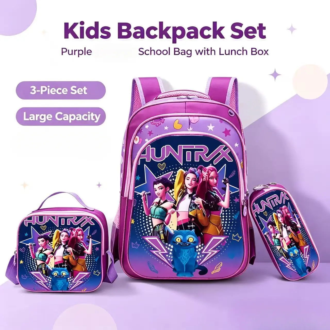 3Pcs Backpack3PCSSetl 16 Inch Kids School Backpackfor GirlsLunch Bag & Pencil Case, 2026Must HaveBack to School Gift for Teens