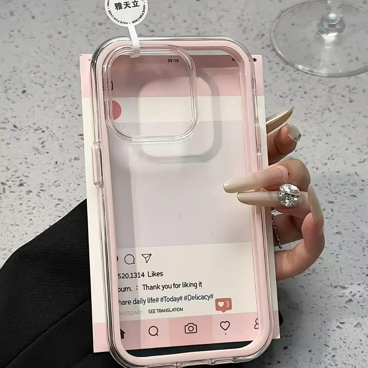 Luxury Candy Color Frame Clear Back Phone Case For iPhone 17  16 15 14 13 12Pro Max  Acrylic Shockproof Bumper Cover