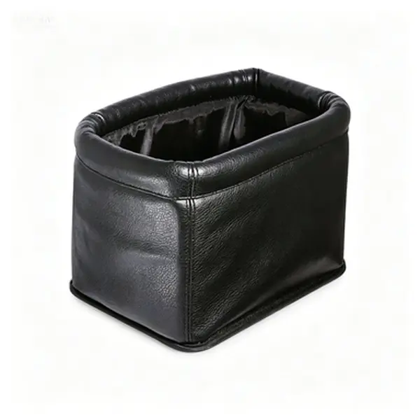 Luxury Leakproof Car Trash Can, Leather Truck Garbage Bin, Premium Auto Organizer with Leakproof Lining, Reusable Car Trash Bag, Odor-Resistant Trash Container