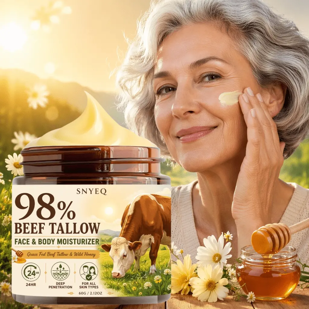98% Tallow Cream, Nourishing Face And Body Cream, with Honey, Retinol, Hyaluronic Acid, Collagen, Tightens And Smooths The Skin, Smooths Fine Lines, Moisturizes The Skin, And Makes Wrinkles Less Obvious. Suitable for All Skin Types