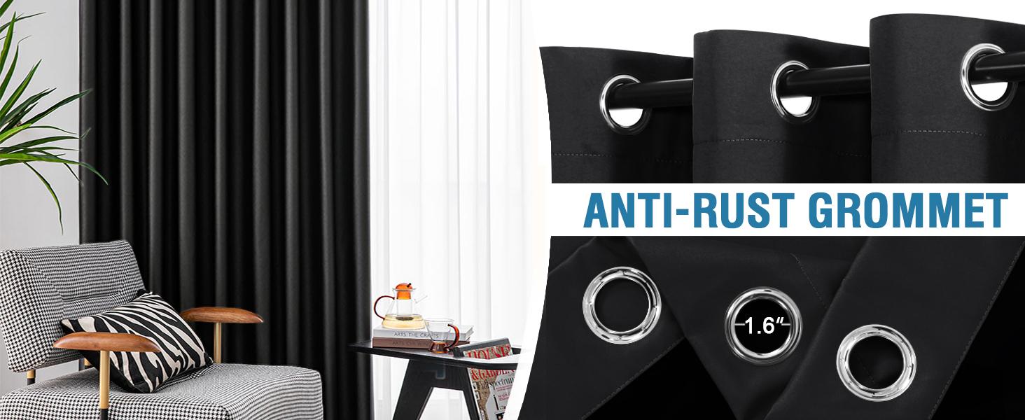 H.VERSAILTEX 2 Panels 100% Blackout Curtain for Bedroom Thermal Insulated Full Blackout Curtains for Living Room Energy Efficiency Window Draperies with Black Liners