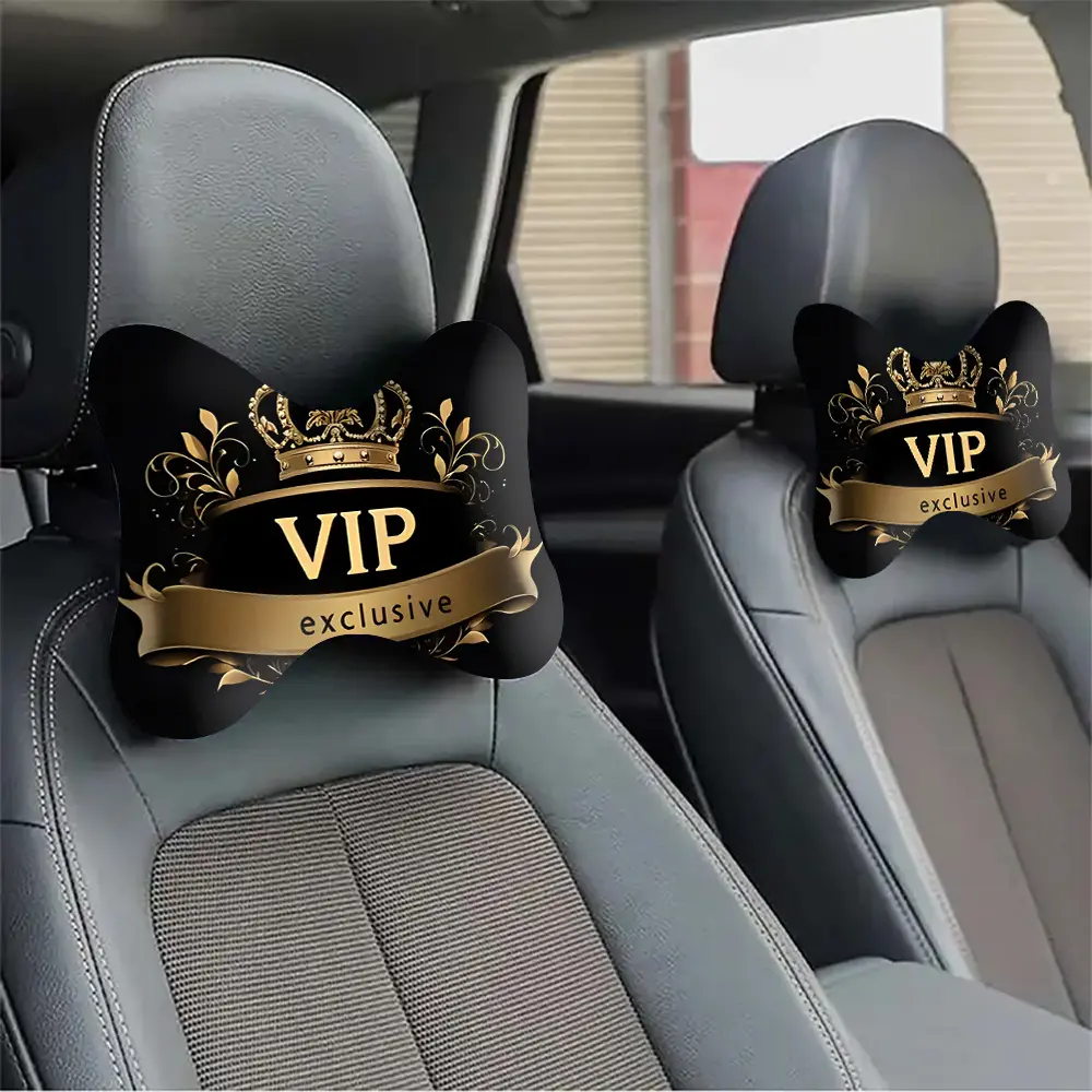 2pc-VIP Exclusivity, Car Seat Headrest Cover, Breathable Detachable Neck Rest for Enhanced Comfort, Stylish Interior Decor, Neck Pillow for Car, Comfortable Travel Accessory, Decorative Headrest, Soft Texture Cover.
