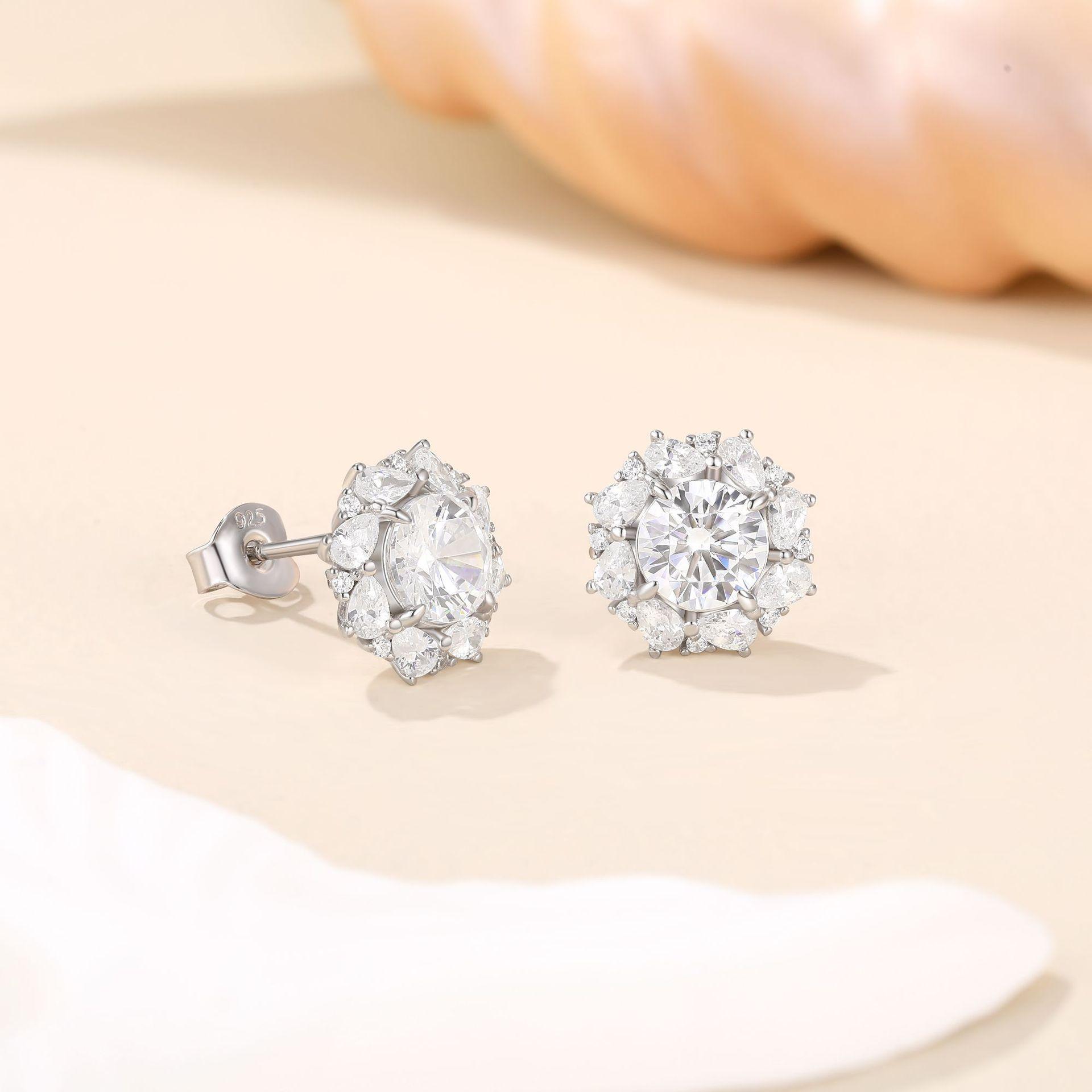 Artificial Gemstone Sterling Silver Earrings and Necklace Two-Piece Set S925 Silver Women's Jewelry Set with Earrings and Pendant for Evening Party Wear Holiday Gift