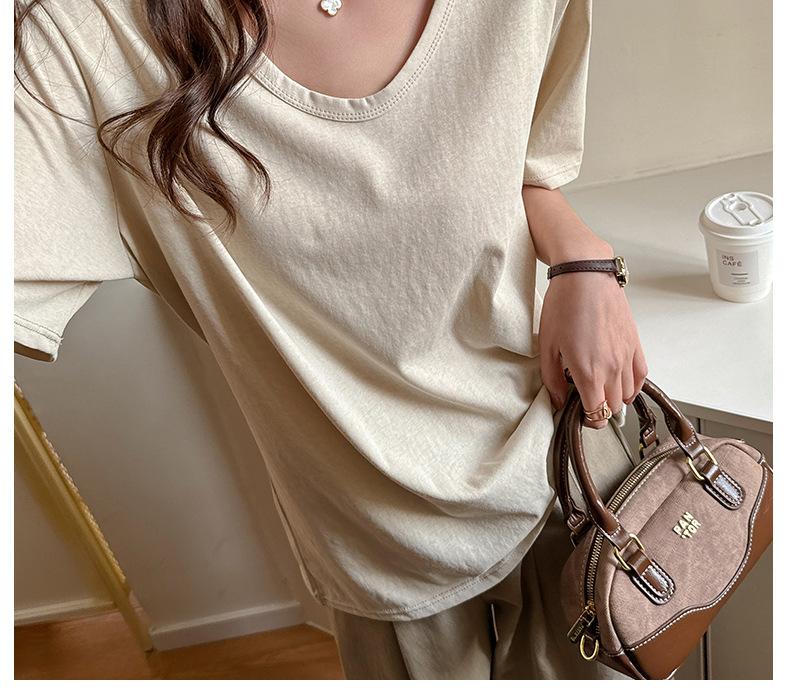 Women's V Neck T Shirt Spring Korean Style Loose Fit Snowflake Cotton Top Casual Basic Tee High Street Trendy Lightweight Summer Top for Women