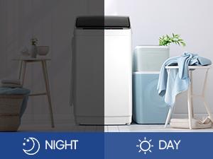 ROVSUN 17.8/25/30LBS Portable Washing Machine, Full-Automatic Electric Laundry Machine with Stainless Steel Drum, 110V Compact Washer, Washer and Dryer Combo with Drain Pump for Apartment, Dorms, RV, 400W