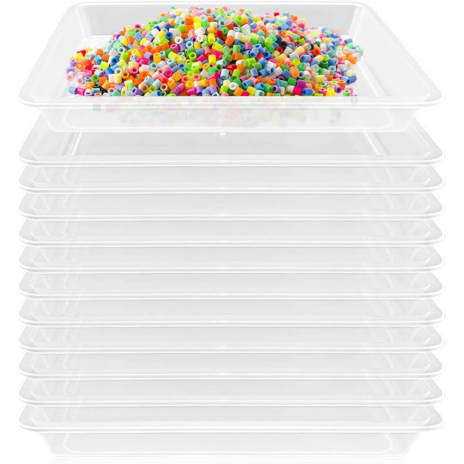 12 Pack Clear Stackable Plastic Art Trays, Multi-use Organizer Activity Serving Trays for School, Home, Painting, Beads, DIY Projects