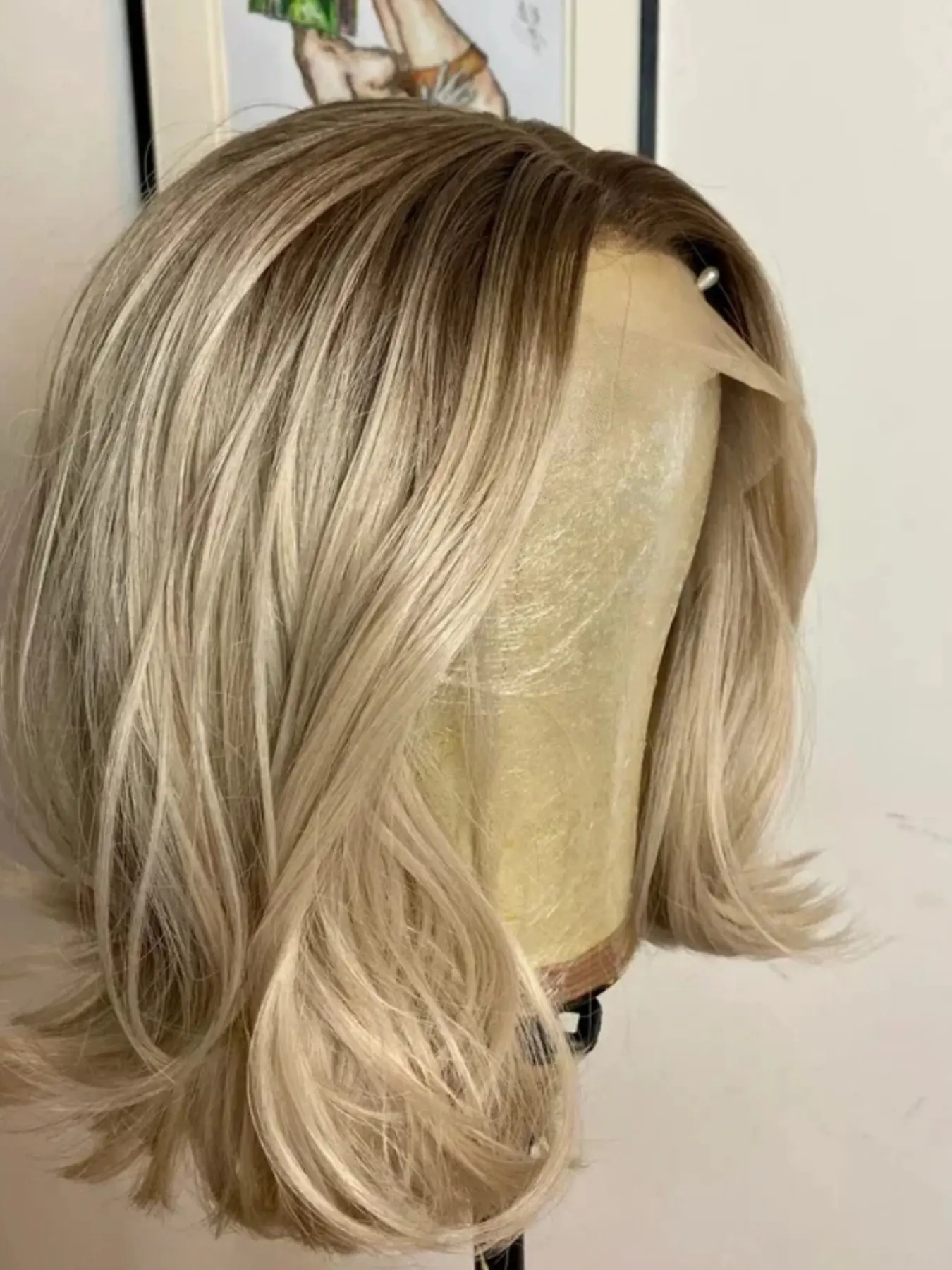 13x4 Front Lace Women's Wig, Lace Front Wigs, 14 Inch Glitter Big Curl Style, 150 Density High-Quality Human Hair, Soft and Smooth, Pre-Trimmed