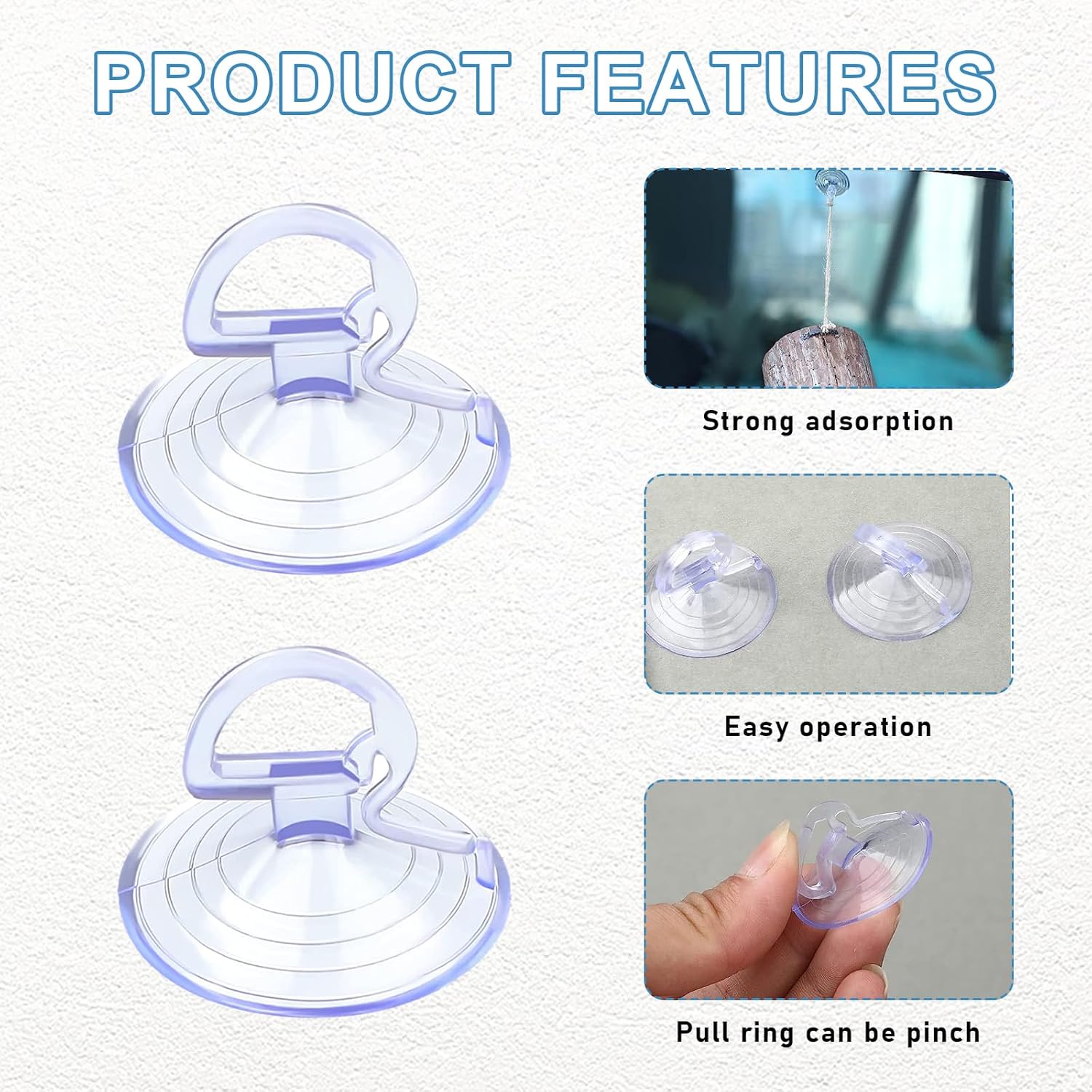 24 count  Glass Windshield Sunshade Suction Cups,  Pull Ring Dovetail Sucker Hooks, Multi-Purpose Window Suction Cups for Kitchen Bathroom,  Accessories (Transparent, 3.5 cm)