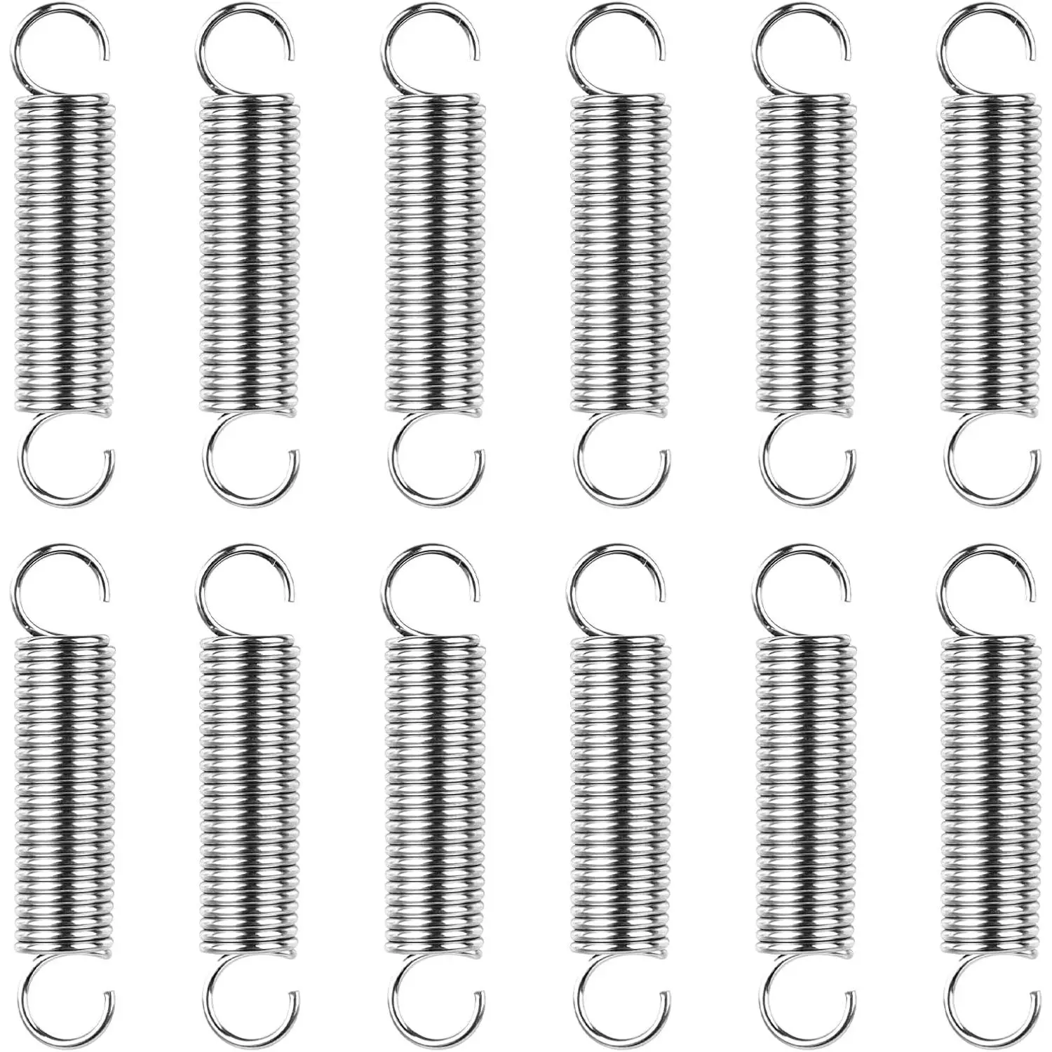 12 count Extension Spring 2/5 inch x 1-9/10 inch, 0.047 Inch Spring Steel |  Hook Tension Springs Steel Hook Ends Construction Tension Springs with Hook End for Machinery Industrial Garage Door DIY
