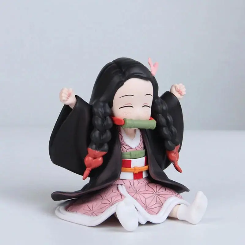 11cm Anime Demon Slayer Kamado Nezuko Figures Sitting Posture Model Toy Desktop Ornament Display Collectible Periphery Fun Gifts