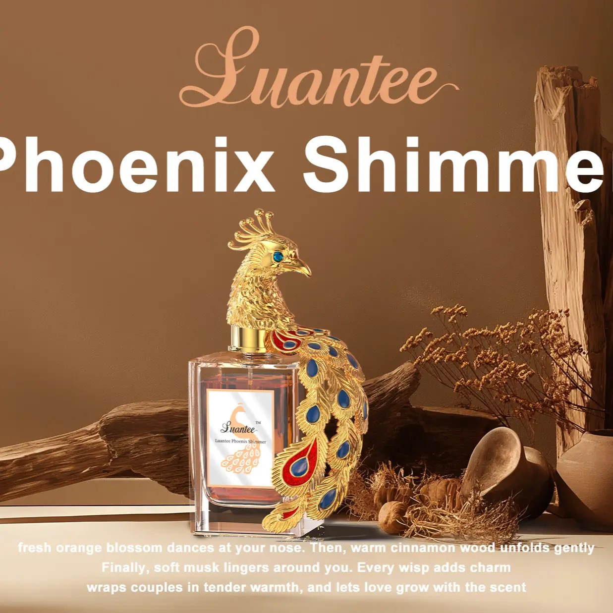 Luantee Phoenix Shimmer Extrait De Parfum, Top Notes: Cinnamon, Vanilla, Bergamot, Cardamom, Non-Toxic, Single Item, 100ML Flammable Liquid