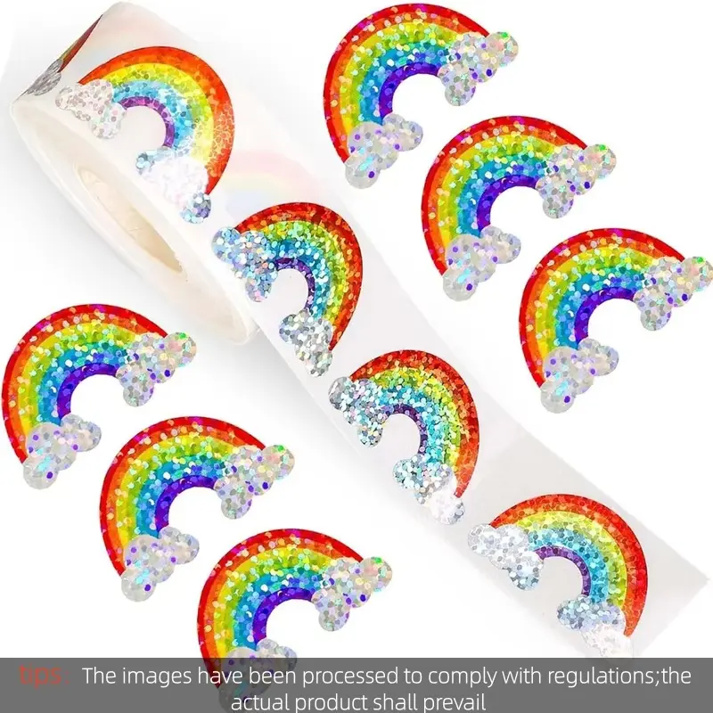 500pcs Glitter Rainbow Stickers Party Gift Wrapping Label Children Scrapbook Cute Stationery Stickers