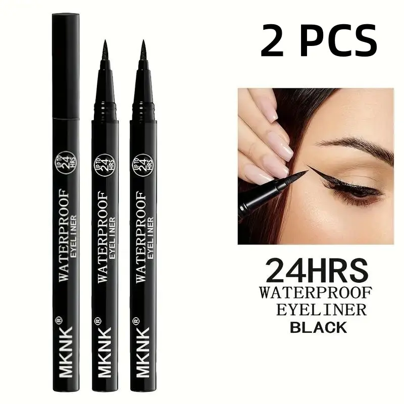MKNK Premium Eyeliner Pen, Long-Lasting Waterproof Sweatproof Smudge-Proof Quick-Dry Liquid Makeup Pen, Essential Daily Cosmetic, Longwear Eye Liner, Smudge No Budge