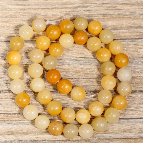 Natural Yellow Jade Loose Beads, Lustrous Round Beads, 4mm (0.16 inch) - 10mm (0.4 inch), for Jewelry Making, DIY Necklaces, Bracelets and Earrings, Beads Charms Accessories, Beading Making, Beaded Set, Beading Supplies