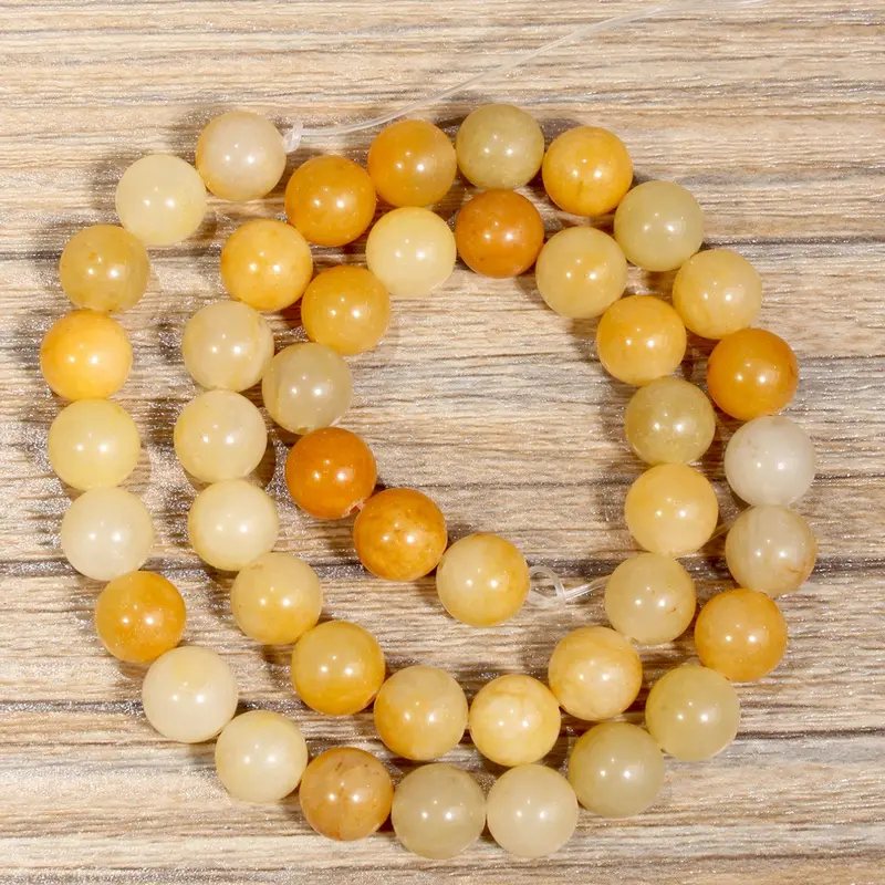 Natural Yellow Jade Loose Beads, Lustrous Round Beads, 4mm (0.16 inch) - 10mm (0.4 inch), for Jewelry Making, DIY Necklaces, Bracelets and Earrings, Beads Charms Accessories, Beading Making, Beaded Set, Beading Supplies