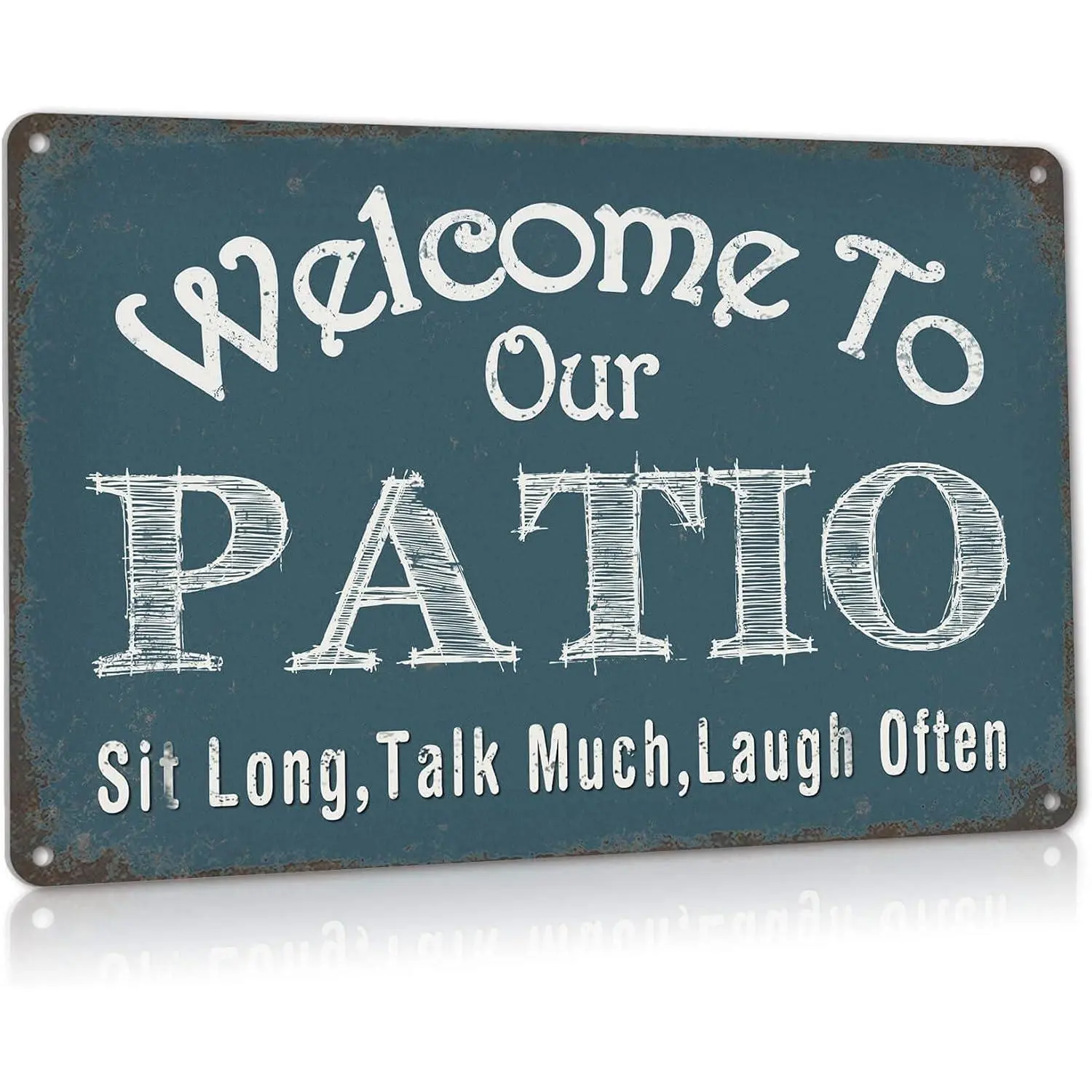 Welcome to Our Patio Sign Backyard Accessories Decor Outdoor,   Metal Signs   Wall Decorations 8" x 12"