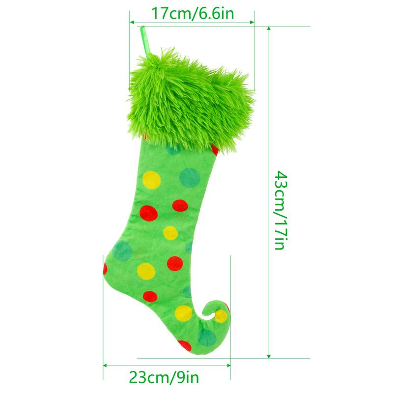 In-Stock Grinch Christmas Green Plush Stockings - Window Hanging Ornaments for Home Decoration