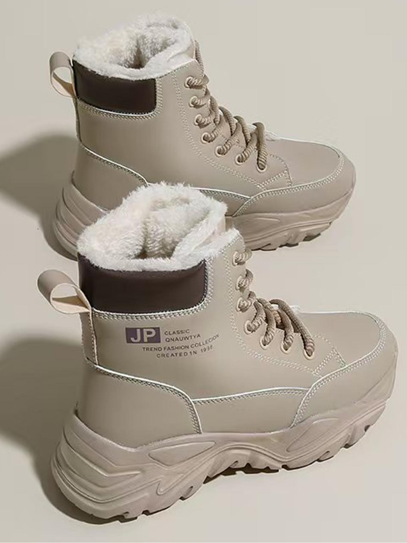Women's High Top Snow Boots, Warm Cotton Shoes for Autumn & Winter, Anti-Slip Waterproof Outdoor Boots, Slip Resistant Boots, Ideal for Daily Wear & Sports