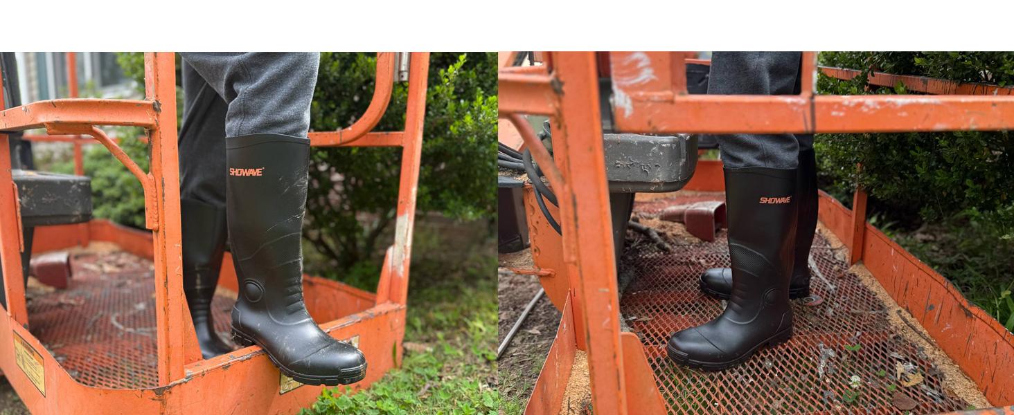 Steel Toe Rubber Work Boots for Men Waterproof Durable Concrete Boots for Hunting Manufacturing Construction