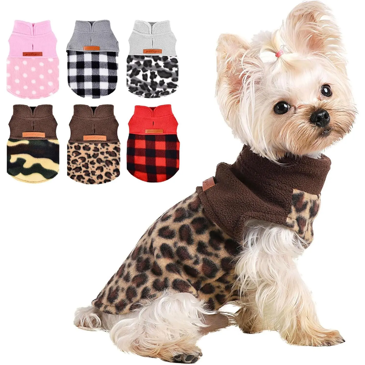 Sweaters for Small Dogs Boy Girl, Leopard Chihuahua Fleece  Sweater Vest, Stretchy XSmall Puppy Sweater  Clothes, Teacup Yorkie Sweater Doggie Clothes, XXS, Leopard