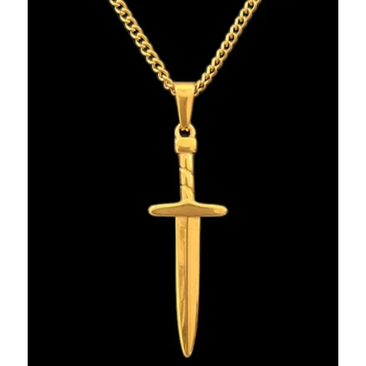 Men's Pendant Necklace Set with Anti-Tarnish Cuban Link Gold-Silver Rope Chain - Iconic Multiple Symbol Pendants (Feather, Wing, Lion Head, Cross, Dagger, Sword) - Daily Streetwear Religious Hiphop Costume Jewelry Accessories, Cuban Link Chain