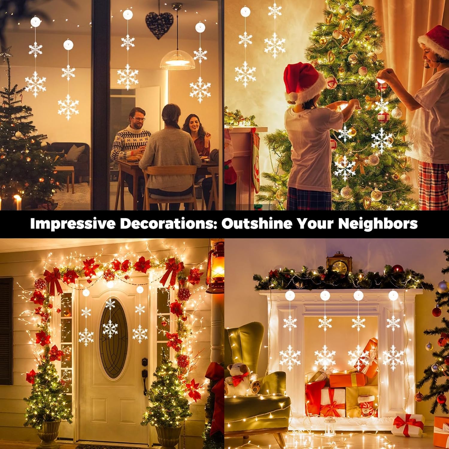 Christmas Window Lights Decorations, 2 count Operated Snowflake Lights with Suction Cup, Timer & 2modes Hanging Christmas Light for Tree, Indoor, Holiday, Fireplace, Wall, Cool White Christmas Window Lights Decorations, 2 count Operated Snowflake Lights with Suction Cup, Timer & 2modes Hanging Christmas Light for Tree, Indoor, Holiday, Fireplace, Wall, Cool White