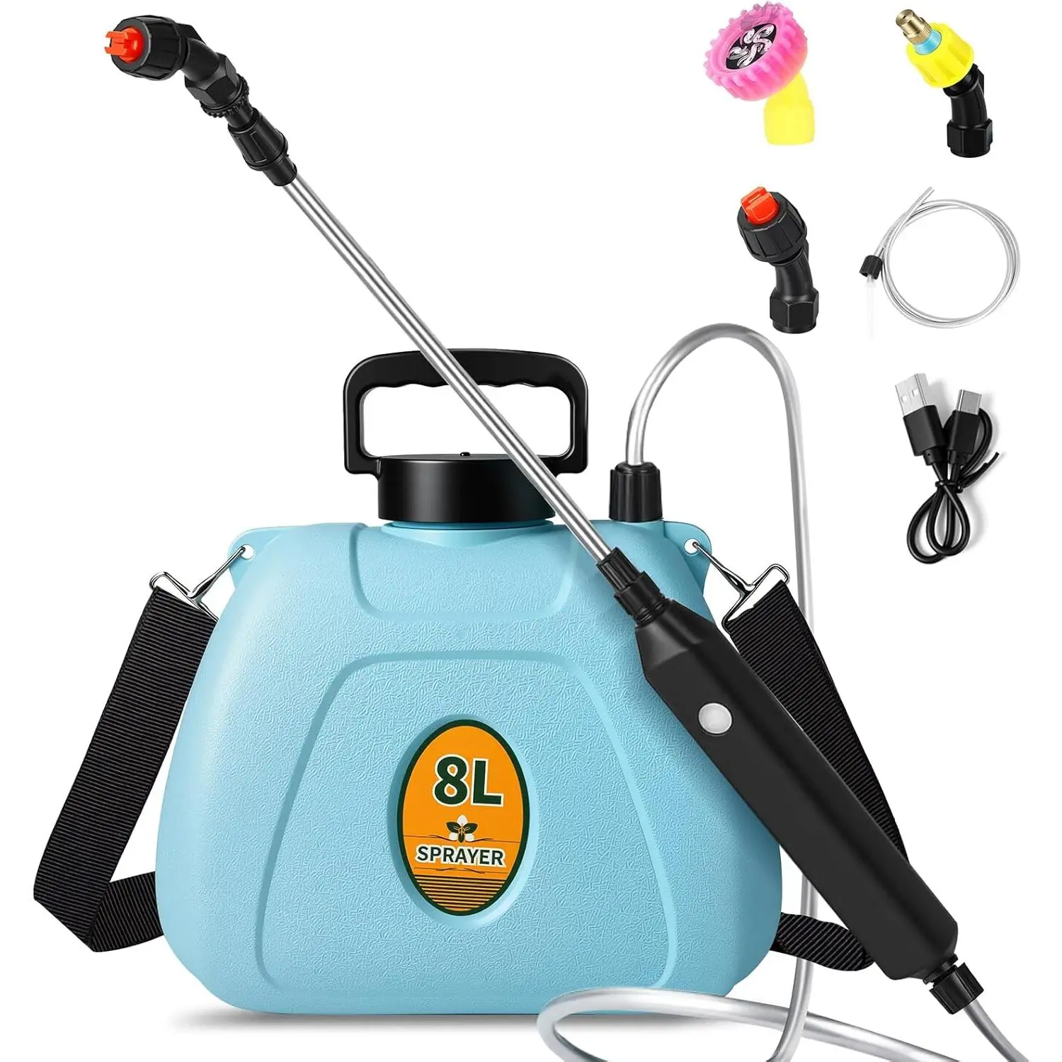 2 Gallon   Garden Sprayer,2025 Upgraded Electric Weed Sprayer with 3 Adjustable Speed,  ,Rechargeable Retractable Wand with Adjustable  Strap for Lawn,Garden,Yard