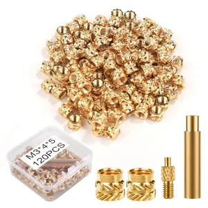 120 count  Printing Brass Nuts, M3x4x5mm Threaded Inserts Heat Set Insert Tip for M3 & 1 Welding Adapter Heat Embedment Nut Printing Accessories Compatible with Weller SP40NUS and T18 Irons
