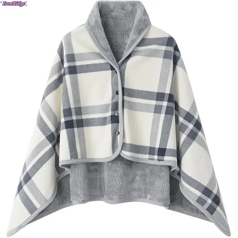 Soft‑Fleece Wearable‑Blanket Poncho‑Shawl, Comfy Button‑Closure Wrap‑Throw Cape, Portable Warm‑Cozy Lap‑Cover, Multi‑Purpose Aesthetic‑Home‑Textile for Office‑Chair, Sofa, Bed‑Relaxing, Travel‑Carry‑Along & Household‑Lounge‑Comfort‑Enhancement