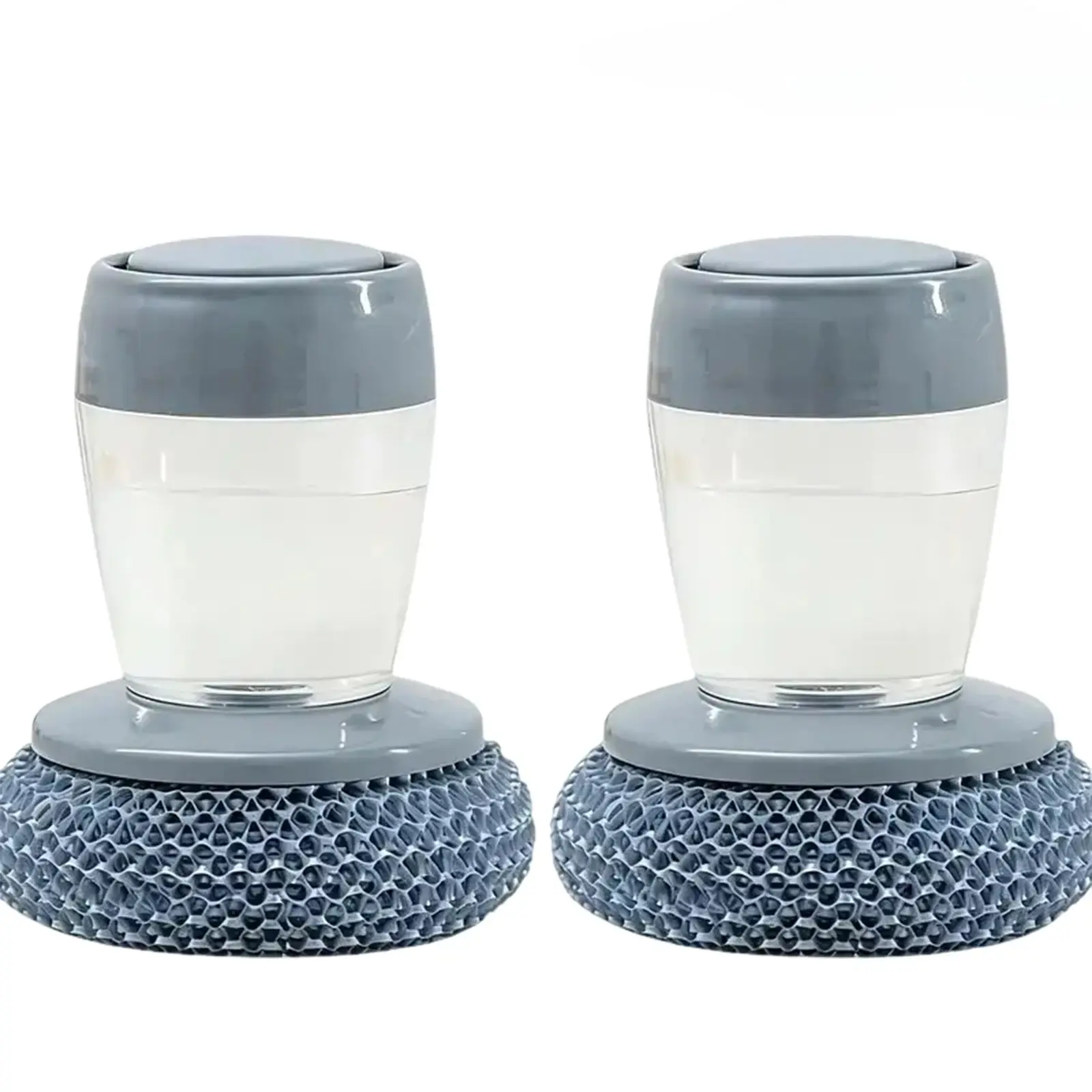 2-Pack Liquid-Adding Handheld Dish Scrub Brushes, Detachable Replacement Brush Heads, Space-Saving Kitchen Cleaning Brushes for Cookware, Stove, Countertop, Sink and Tableware, Gray,dealsforyou  #SummerWins