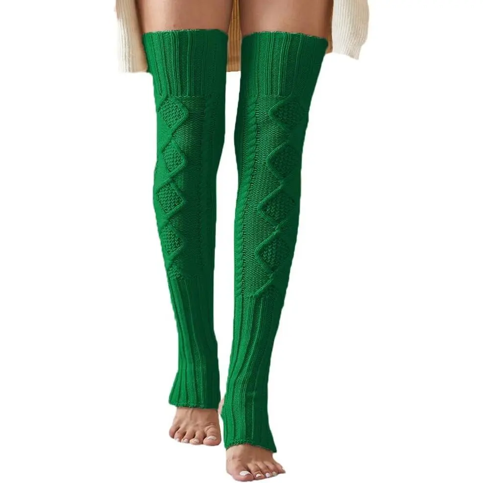 Women's Cable Knit Thigh High Leg Warmer Socks Over Knee High Footless Boot Stockings