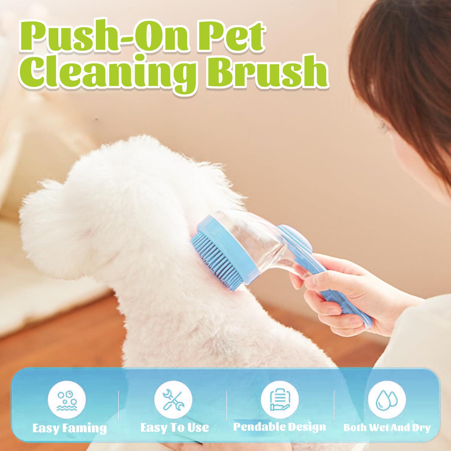 Pet Bath Brush 2 in 1 Dog Bath Brush with Built-in Shampoo Dispenser Multi-functional Dog Bath Brush for Long & Short Haired Dogs Cats Shower