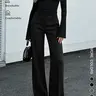【Black Friday】Women's Casual Style Slim Fit Suit Pants, Fashionable Chic Straight-Leg Trousers, Plain Surface, Breathable, Casual Comfy Trousers for Spring & Fall, Essential for Daily Commute