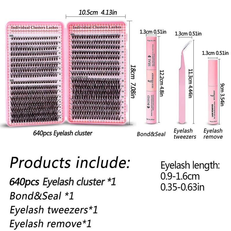 Natural Look Eyelash Extensions Set with False Lashes, Tweezers, Glue, Remover and Fixer, Professional Accessories for Women's Summer Makeup