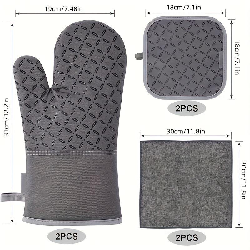 For Baking, BBQ & Daily Cooking, Kitchen Anti-scald Protection Solution, 6 Pcs Oven Mitt Set, Mitts, Pot Holders & Non-slip Towels, Effortlessly Protect Kitchen from Scald, Kitchen Protection Supplies
