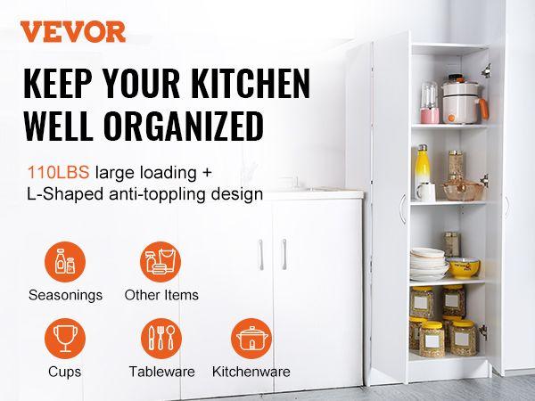 VEVOR Kitchen Pantry Cabinet 60" Tall Food Pantry Storage Cabinet 110LB Loading VEVOR Kitchen Pantry Cabinet 60" Tall Food Pantry Storage Cabinet 110LB Loading
