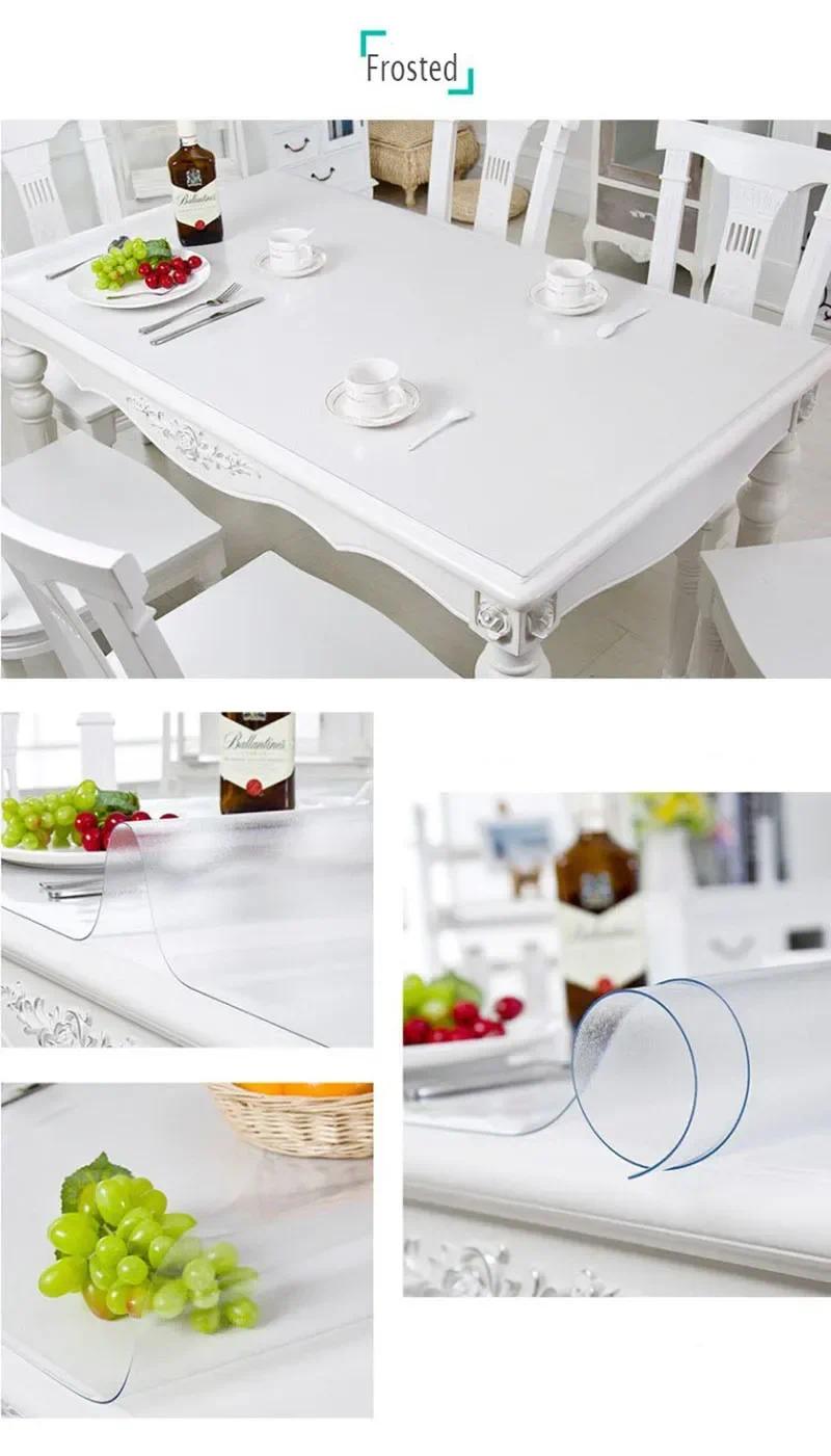 PVC Transparent Tablecloth Waterproof Oil-proof Anti-scalding Soft Glass Rectangular Tablecloth Kitchen Table Mat Table Cover