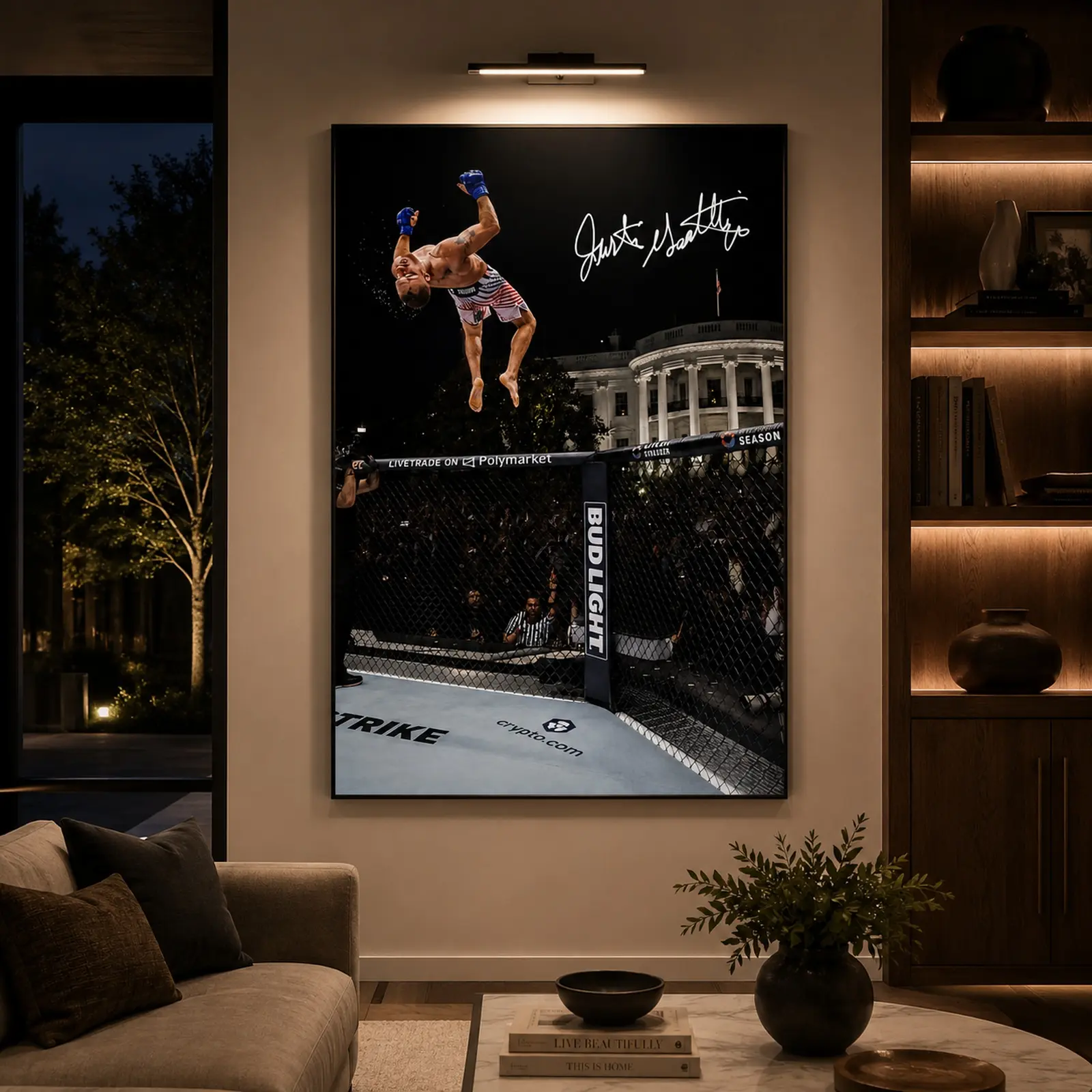 Justin Gaethje Backflip Celebration Poster Print, Unframed Wall Art, UFC MMA Artwork Print, Fighter Room Decor, Sports Poster, Fighting Championship Decor, Gym Wall Art, Athlete Gift, Canvas Wall Art, Sports Fan Gift, Modern Room Decoration