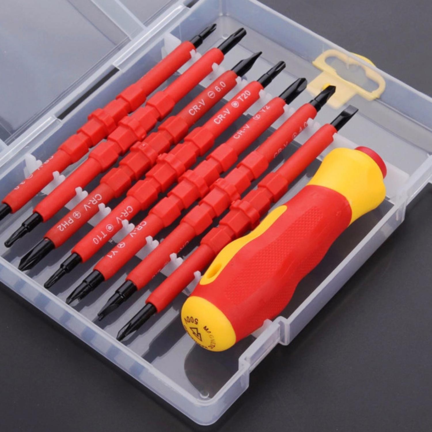 Insulated Screwdriver Tool Kit, Hex Shank Screwdriver, Multipurpose Professional Hand Tool Set, Durable Screwdriver Set for Home, Office and Industrial Use, Tool Box