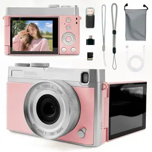 Side Flip Screen Digital Camera with 5MP Effective Resolution, 2.8" HD Display, Rotary Dial Menu, 27 Filters, Memory Card Included, Charging, Camera for Teens & Students