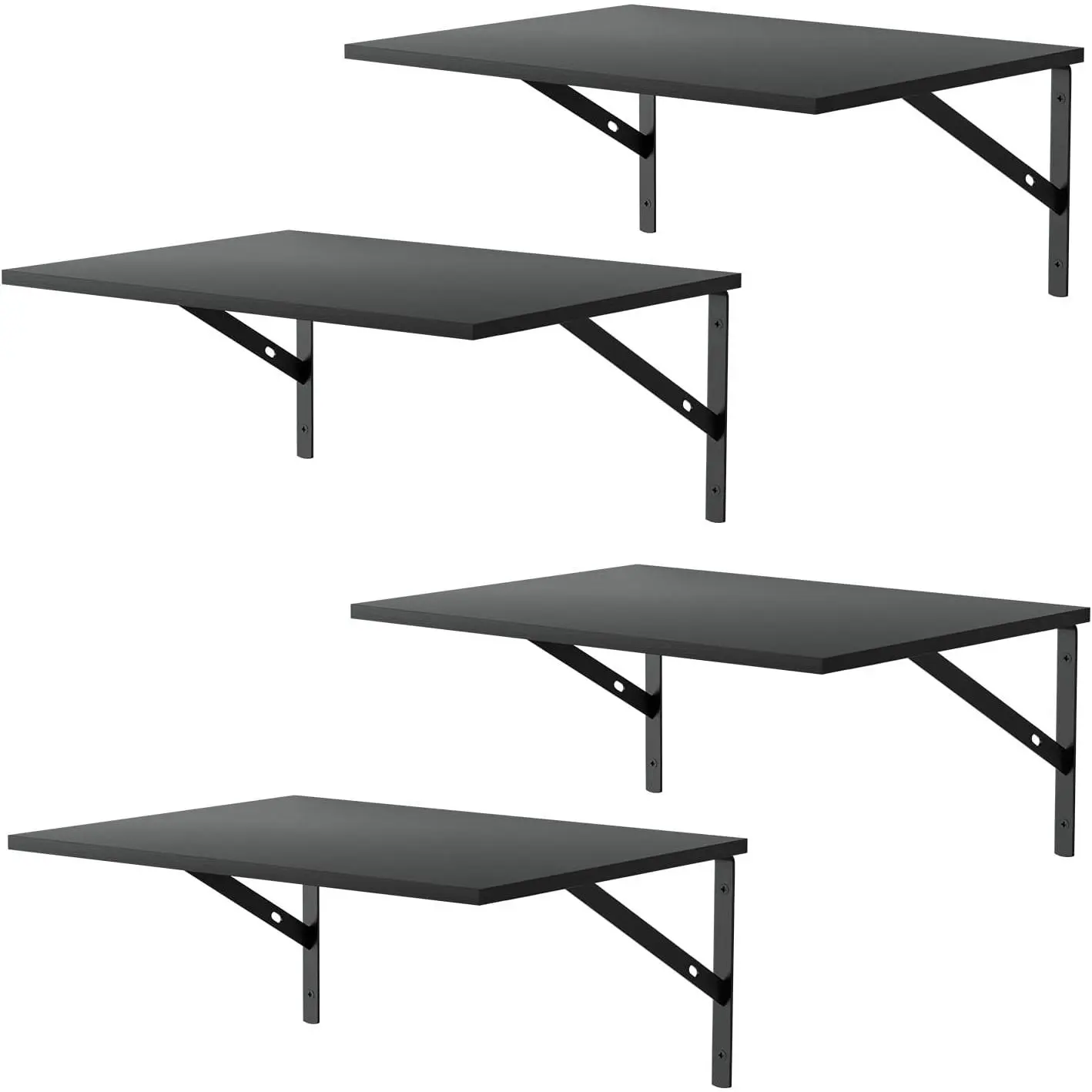 Deep Floating Wall Shelves - 4 Sets of 12 Inch Wide Black  Shelves for Bathroom, Bedroom, Kitchen, Living Room