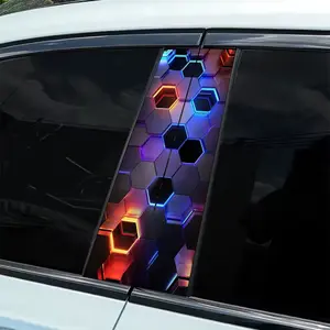 2-Piece Cyberneon Honeycomb Geometry Sticker: 2-Piece Set - Waterproof, Scratch Resistant, for All Models - Auto Accessories and Festive Decorations for All Vehicles, for Laptops, Cars