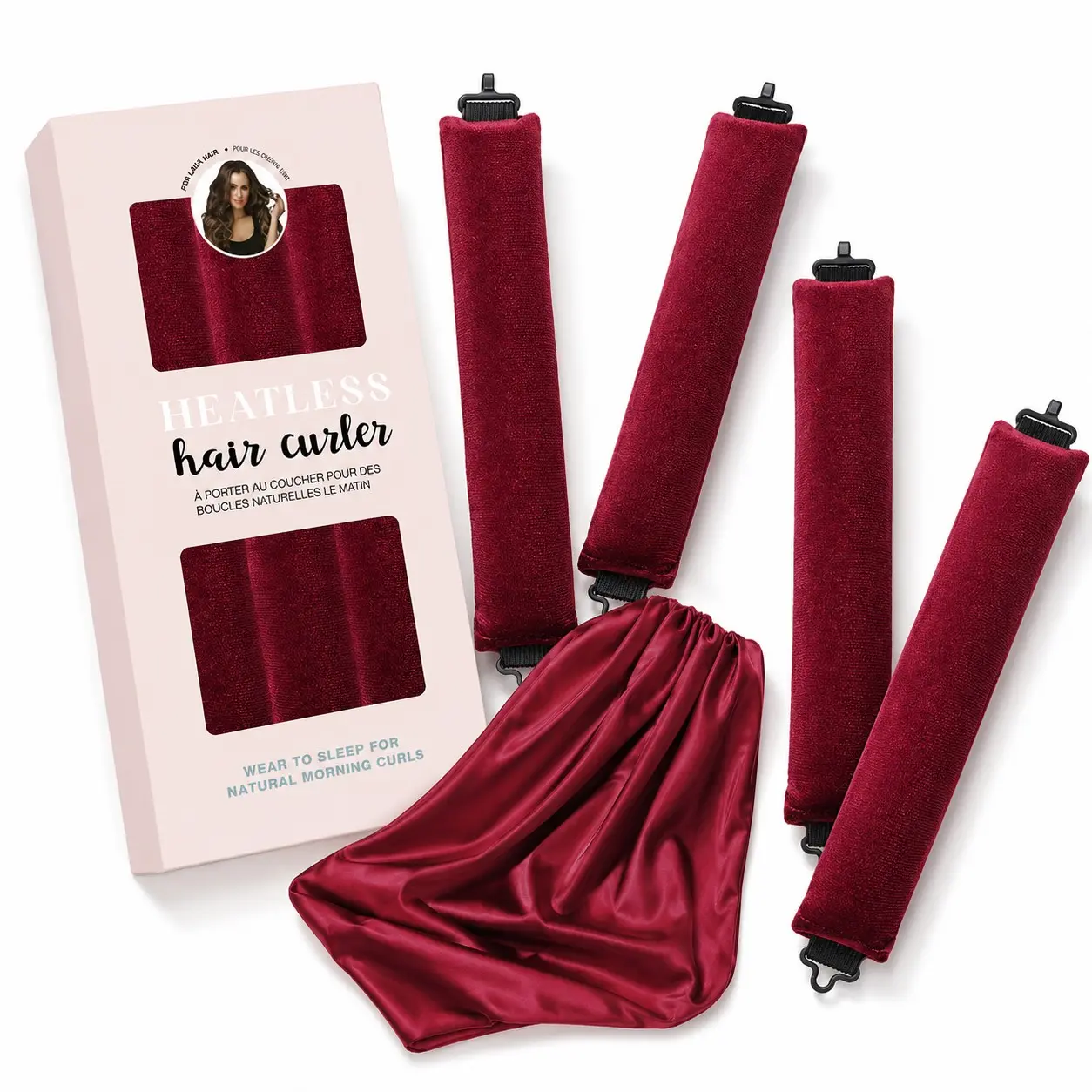 Heatless Curling Rods Set Polyester Fabric No Heat Hair Curler Overnight Sleep Curlers with Satin Scarf for Women Long Hair Heatless Styling Tool