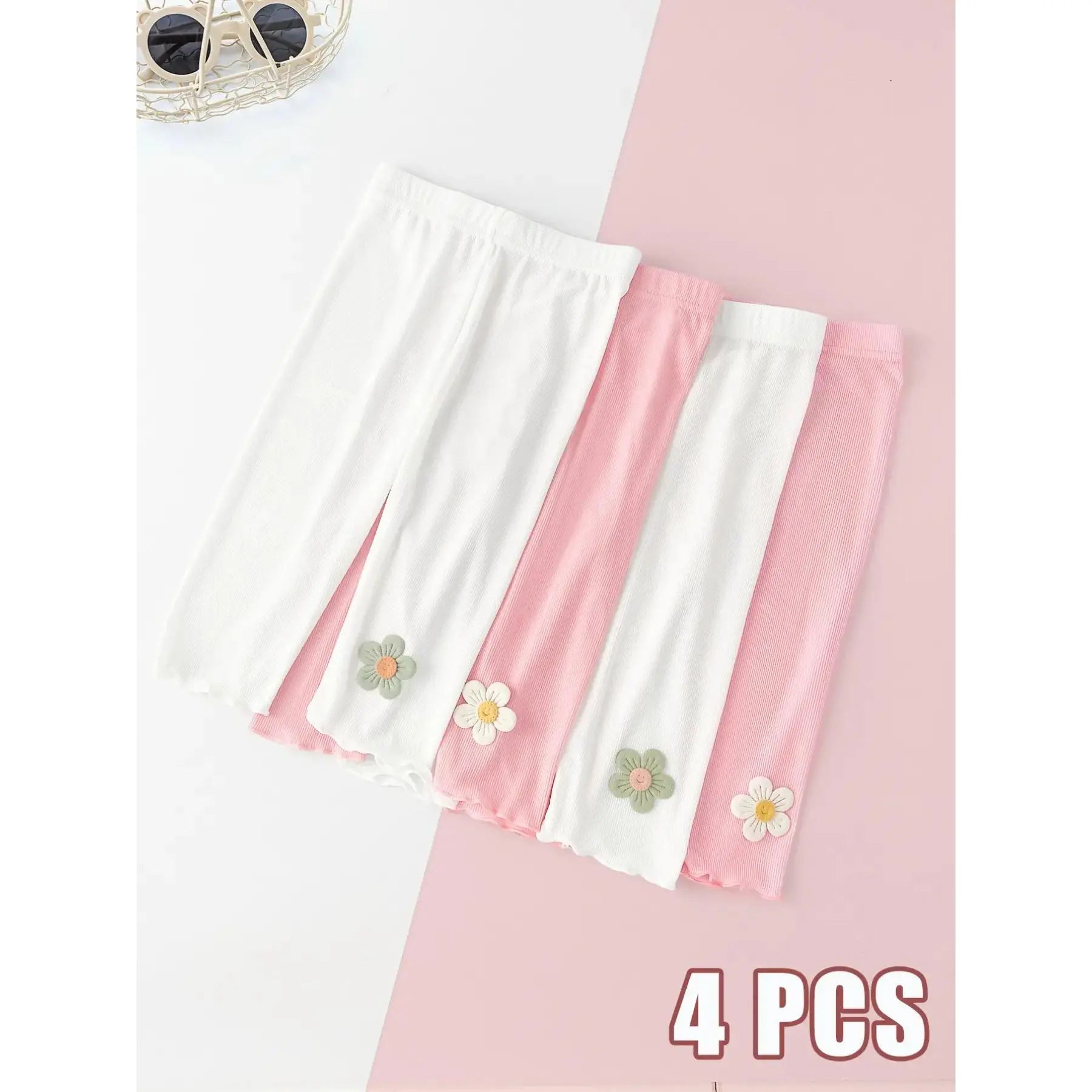 Girls' Solid Capri Leggings - 4-Pack Toddler Clothes, Soft Lightweight Fitted Polyester Elastane, Casual Layer-Friendly Capris for Summer, Soft Fabric