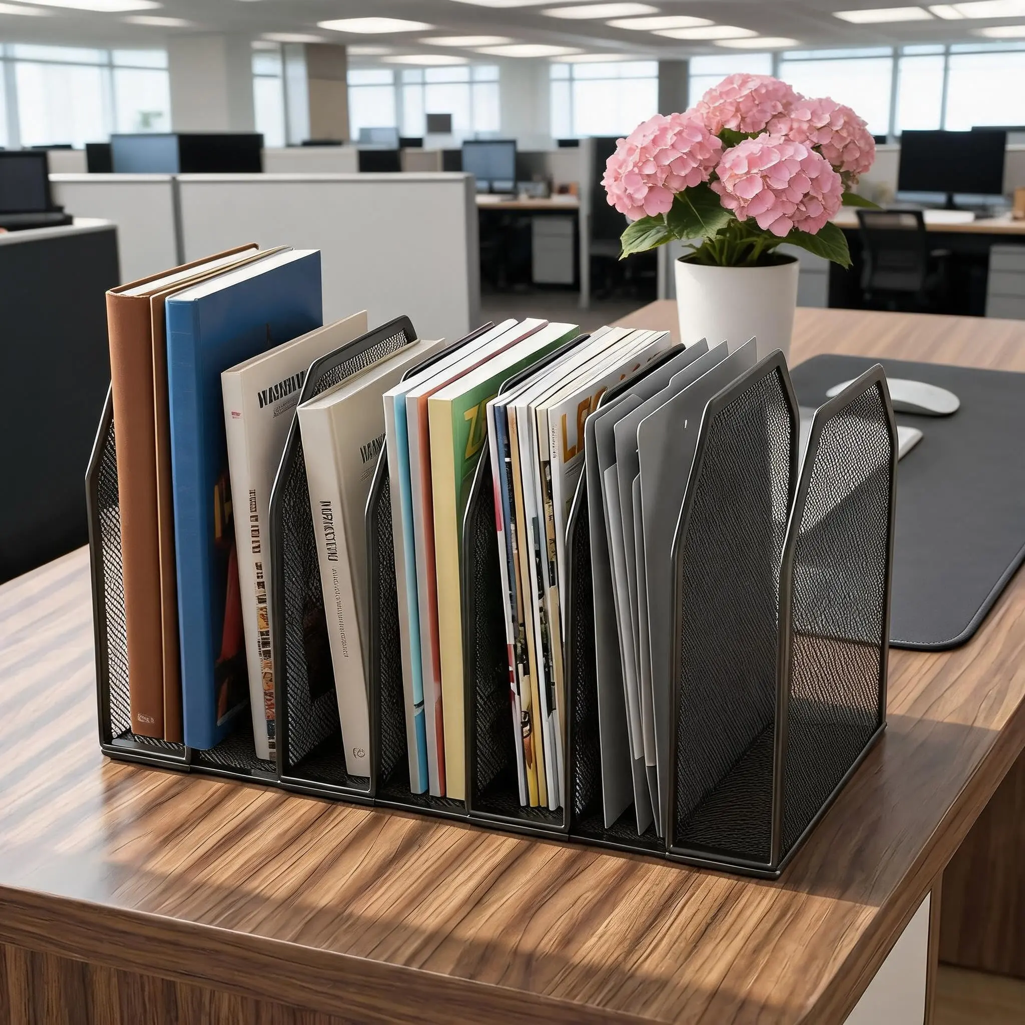 7-Tier Mesh File Organizer, Adjustable Spacing Metal Desk Sorter | Vertical File Folder Holder Stand, Office Desk Organizer Metal Rack File Folder
