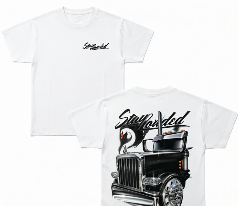 180g[100%cotton]TikTok Shop Deals Stay Loaded semi truck Graphic Tee (Viral) summer outfits classic 18 wheeler trucker printed top
