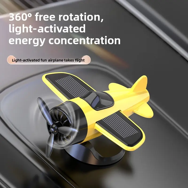 Cargearly 360-Degree Inertial Rotation Solar Plane Car Ornament, Creative Dashboard Decor, Unique Automotive Accessory, Fun Gift Idea, Car Interior Accessories